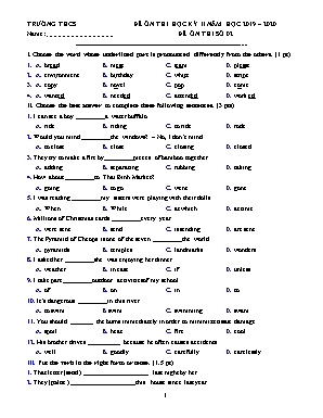 Đề ôn thi học kỳ II môn Tiếng Anh Lớp 8 - Đề số 02 - Năm học 2019-2020 (Có đáp án)